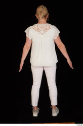 Whole Body Woman White Pants Chubby Standing Top Studio photo references